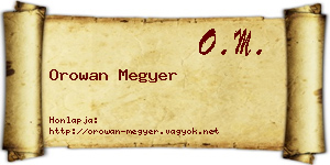 Orowan Megyer névjegykártya